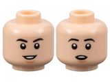 Light Nougat Minifigure, Head Dual Sided Black Eyebrows, Nougat Chin Dimple, Open Mouth Smile / Surprised Pattern - Hollow Stud