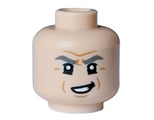Light Nougat Minifigure, Head Male Dark Bluish Gray Eyebrows, Medium Nougat Chin Dimple and Cheek Lines, Open Mouth Lopsided - Hollow Stud