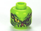 Lime Minifig, Head Alien with Yellow Snake Eyes and Mouth with Fangs Pattern - Hollow Stud