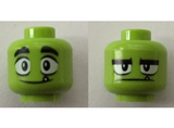 Lime Minifig, Head Dual Sided Wide Eyes and Single Tooth, Happy / Grumpy Pattern (Beast Boy) - Stud Recessed