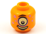 Orange Minifigure, Head Alien Medium Lavender Spots, Large Yellowish Green Eye Cyclops Pattern - Hollow Stud