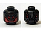 Pearl Dark Gray Minifig, Head Alien with Red Eyes and Mouth Pattern - Stud Recessed