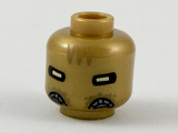 Pearl Gold Minifig, Head Alien Dark Tan Triangles on Forehead, White Rectangular Eyes Pattern - Stud Recessed