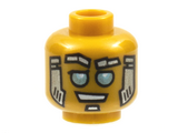 Pearl Gold Minifigure, Head Alien Robot Silver Eyebrows and Soul Patch, Gold Sideburns, Metallic Blue Eyes Pattern - Hollow Stud