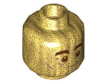 Pearl Gold Minifigure, Head Reddish Brown Eyebrows, Copper Contour Lines and Chin Pattern - Hollow Stud