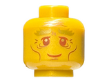 Pearl Gold Minifigure, Head Gold Bushy Eyebrows, Reddish Brown Eyes, Eyelids, and Mouth, Copper Cheek Lines, Chin Dimple, and Wrinkles, Grin Pattern - Hollow Stud