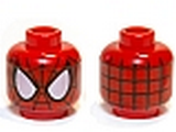 Red Minifig, Head Alien with Spider-Man Black Web Pattern - Stud Recessed