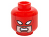 Red Minifig, Head Female Mask with White Eyes over Light Nougat Face, Red Lips, Clenched Teeth Pattern (Captain Marvel) - Stud Recessed