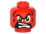Red Minifig, Head Alien Black Eyebrows, Bright Light Yellow Eyes and Angry Open Mouth with Teeth Pattern - Stud Recessed