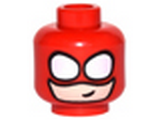 Red Minifig, Head Balaclava with Round White Eye Holes over Light Nougat Face and Small Crooked Smile Pattern - Stud Recessed
