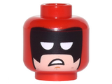 Red Minifig, Head Balaclava with Black Eye Mask, White Eye Openings, Light Nougat Face and Scowl Pattern (Calendar Man) - Stud Recessed