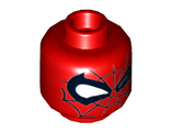 Red Minifig, Head Alien with Spider-Man Black Web and Left Eye Wink Pattern - Stud Recessed