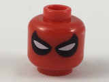 Red Minifigure, Head Mask with White Eye Slits in Large Black Teardrops Pattern - Hollow Stud