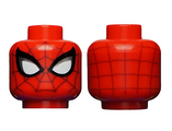 Red Minifigure, Head Alien with Spider-Man Black Web and Large White and Silver Eyes Pattern - Hollow Stud