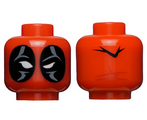 Red Minifigure, Head Male Mask Black with White Eye Holes Pattern (Deadpool)
