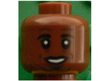 Reddish Brown Minifig, Head Black Eyebrows, Goatee, White Pupils, Laugh Lines, Open Smile with Teeth Pattern (Jérôme (Jerome) Boateng) - Stud Recessed