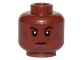 Reddish Brown Minifig, Head Forehead Lines, Cheek Lines and Chin Dimple Pattern (SW Mace Windu) - Stud Recessed