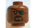 Reddish Brown Minifigure, Head Male Eyepatch with Reflection, Black Goatee and Cheek Lines Pattern (Nick Fury) - Hollow Stud