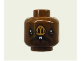 Reddish Brown Minifigure, Head Alien with SW Kabe, White Fangs, Nose with 4 Nostrils, Open Mouth Pattern - Hollow Stud