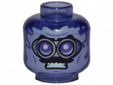 Trans-Purple Minifigure, Head Silver Goggles, Black Moustache, Angry Pattern - Vented Stud