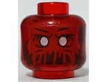 Trans-Red Minifigure, Head Alien Ghost with Red Face, Slime Mouth Raised Left Eyebrow Pattern - Vented Stud