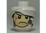 White Minifigure, Head Male White Bandage with Buttons Pattern (SW Dengar) - Hollow Stud