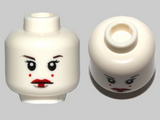 White Minifig, Head Female with Red Lips, Eyelashes, 2 Red Dots on Cheeks Pattern (SW Queen Amidala) - Stud Recessed