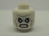 White Minifig, Head Male Angry Black Eyebrows, Blue Eyes, Wrinkles Pattern (Mr. Freeze) - Stud Recessed
