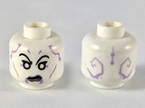 White Minifig, Head Alien with White Eyes and Dark Bluish Gray Lips Pattern (SW Asajj Ventress - 75087) - Stud Recessed