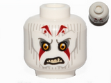 White Minifig, Head Alien Pau'an with Yellow Eyes, Gray Lines and Red Markings Pattern (SW Inquisitor) - Stud Recessed