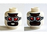 White Minifig, Head Dual Sided Balaclava, Silver Goggles with Red Lenses, Teeth / Closed Mouth Pattern (Sam Wilson) - Stud Recessed