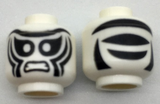 White Minifig, Head Alien Black Zebra Stripes Front and Back Pattern - Stud Recessed