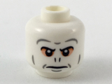 White Minifigure, Head Alien with Black Eyebrows and Nose Slits, Dark Bluish Gray Contours, and Light Nougat Eyeshadow Pattern (HP Voldemort) - Hollow Stud