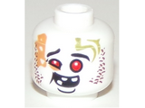 White Minifigure, Head Alien Ninjago Red Eyes, Dark Red Rash, Missing Teeth, Goofy Expression Pattern - Hollow Stud