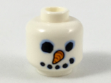 White Minifigure, Head Black Coal Lump Eyes and Mouth, Orange Carrot Nose, Bright Light Blue Highlights Pattern - Hollow Stud
