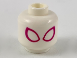 White Minifigure, Head with Large Magenta Eye Outlines Pattern - Hollow Stud