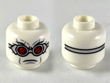 White Minifigure, Head Silver Goggles with Red Lenses, Frown Pattern - Hollow Stud