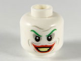 White Minifigure, Head Male Green Eyebrows, Red Lips, Wide Smile, Light Bluish Gray Contour Lines Pattern (The Joker) - Hollow Stud