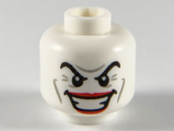 White Minifigure, Head Male Black Eyebrows, Red Lips, Wide Smile Pattern (The Joker) - Hollow Stud