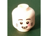 White Minifigure, Head Rabbit Teeth, Bright Pink Cheeks and Whiskers Pattern - Hollow Stud (BAM)