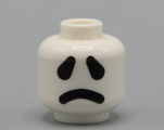 White Minifigure, Head Dual Sided Large Black Eyes, Thick Grin Pattern / Angry Pattern - Hollow Stud