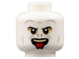 White Minifigure, Head Alien with Black Eyebrows and Nose Slits, Light Bluish Gray Contours, Tan Teeth, Red Tongue Pattern (HP Voldemort) - Hollow Stud