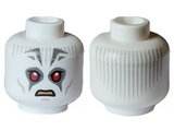 White Minifigure, Head Alien with SW Pau'an Red Eyes, Light Bluish Gray Lines and Dark Bluish Gray Markings Pattern (Grand Inquisitor) - Hollow Stud