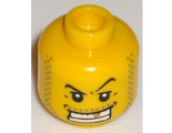 Yellow Minifigure, Head Male Arched Eyebrow, White Teeth with Gold Tooth, Coarse Stubble Pattern - Hollow Stud