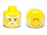 Yellow Minifigure, Head White Moustache, Goatee and Eyebrows, Brown Forehead and Cheek Lines, Neutral Pattern - Hollow Stud