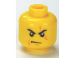 Yellow Minifigure, Head Male Stern Black Eyebrows, White Pupils, Frown, Scar Across Left Eye, Chin Dimple Pattern - Hollow Stud