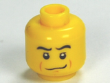 Yellow Minifigure, Head Male Crooked Smile, Black Eyebrows, White Pupils, Chin Dimple Pattern - Hollow Stud