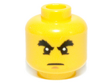 Yellow Minifig, Head Male Raised Bushy Eyebrows, White Pupils, Chin Dimple Pattern - Stud Recessed