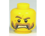 Yellow Minifigure, Head Moustache Mutton Chops with Brown and Gray Sideburns, Brown and Gray Eyebrows, Pupils Pattern - Hollow Stud