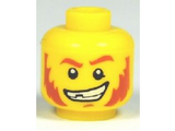 Yellow Minifigure, Head Red Eyebrows and Sideburns, Broken Tooth, Determined Grin, Pupils Pattern - Hollow Stud